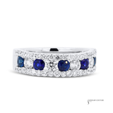 18KT White Gold Blue Sapphire & Diamond Band | Natural Blue Sapphires & Diamonds