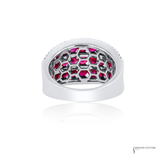 14KT White Gold Ruby and Diamond Multi-Row Right Hand Ring by Zeghani