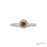 Candytuft - 14KT White Gold Stackable Cognac Diamond Halo Ring