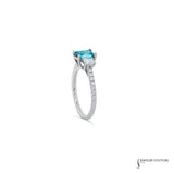 Plumbago - 14KT White Gold 3 Stone Princess Blue Diamond Engagement Ring