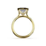 Tacori 435EC radiant cut semi-bezel pavé-prong engagement ring in 14K yellow gold, side profile view