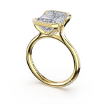 Tacori 435EC Founder's radiant cut semi-bezel engagement ring in 14K yellow gold, angled view