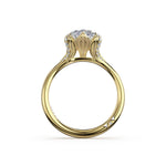 Tacori 438MQ marquise pavé solitaire engagement ring in 14K yellow gold, side profile view