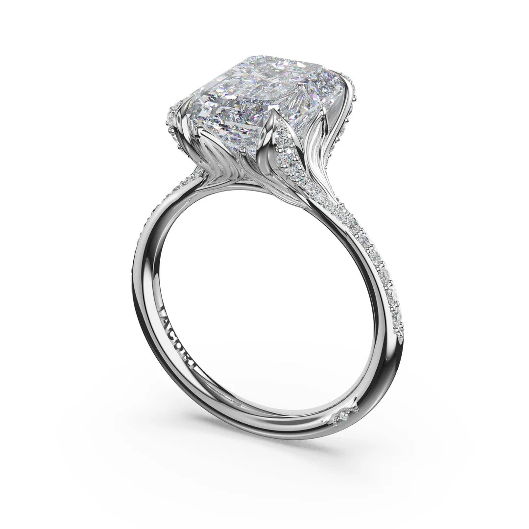 Tacori 439EC Sculpted Crescent Emerald Petal-Crown Pavé Solitaire Engagement Ring Platinum | In-Store