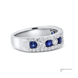 18KT White Gold Blue Sapphire & Diamond Band | Natural Blue Sapphires & Diamonds