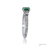 18K White Gold Alexandrite & Diamond Three-Stone Engagement Ring | Gemstone Ring