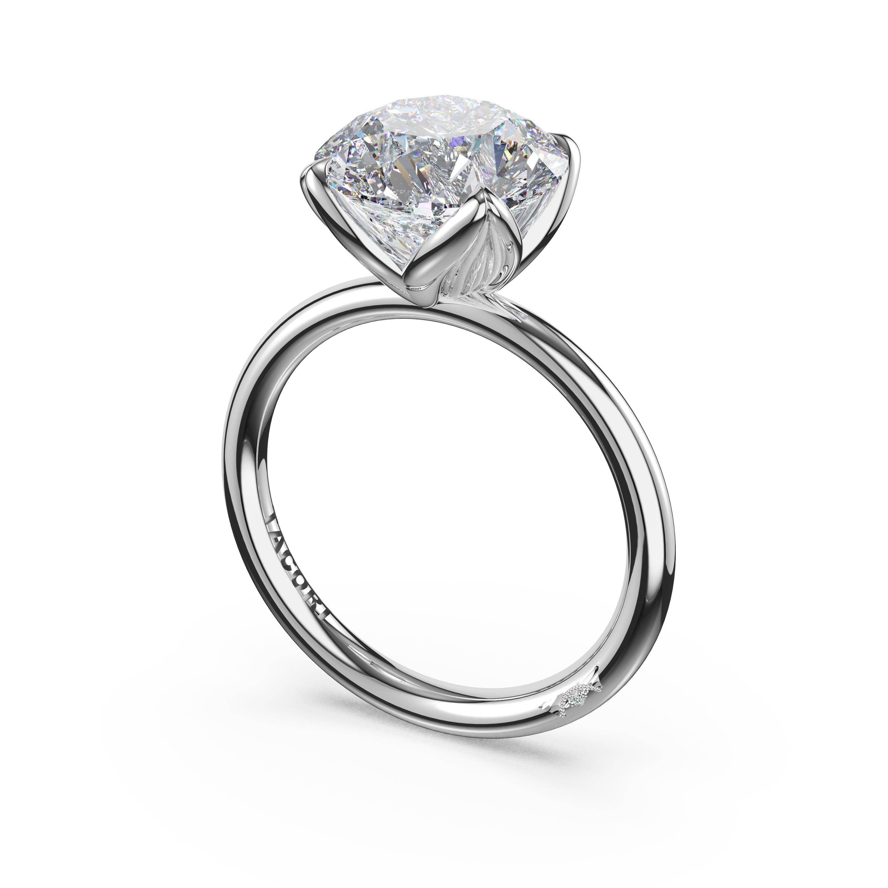 Tacori 445RD petal-prong solitaire engagement ring in 18K white gold