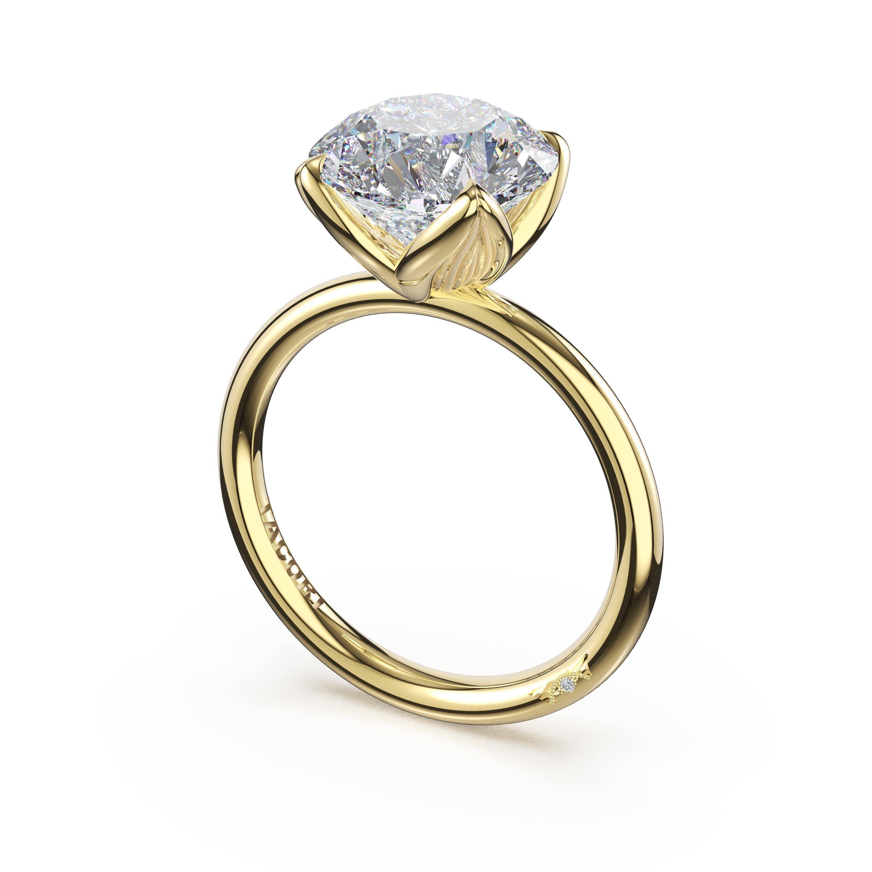 Tacori 445RD Sculpted Crescent round sculpted petal-prong solitaire engagement ring in 18K yellow gold