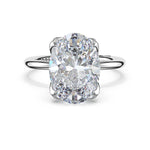 Tacori 446OV Sculpted Crescent oval solitaire engagement ring with petal pavé prongs in platinum, front view