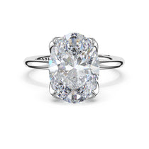 Tacori 446OV Sculpted Crescent oval solitaire engagement ring with petal pavé prongs in platinum, front view