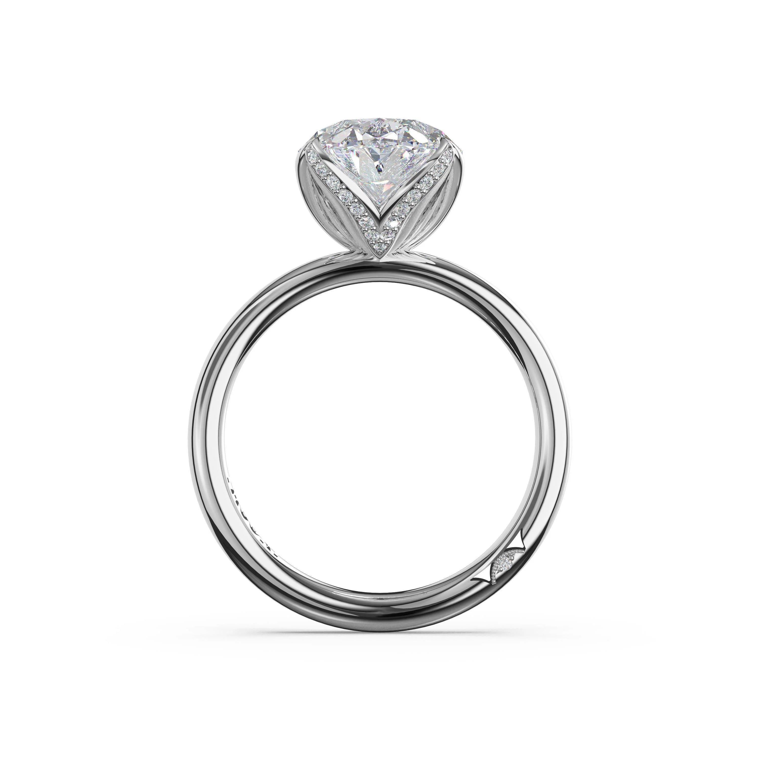 Tacori 446OV oval solitaire engagement ring in platinum, side profile view