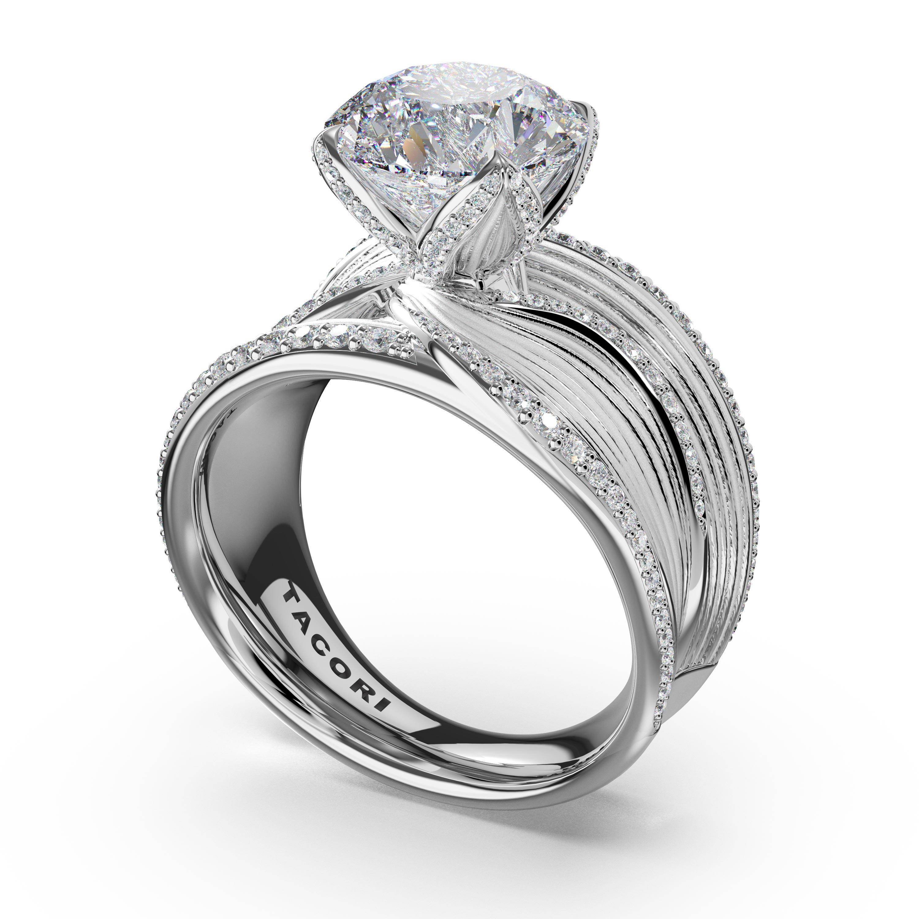 Tacori 448RD dahlia pave engagement ring in 18K white gold