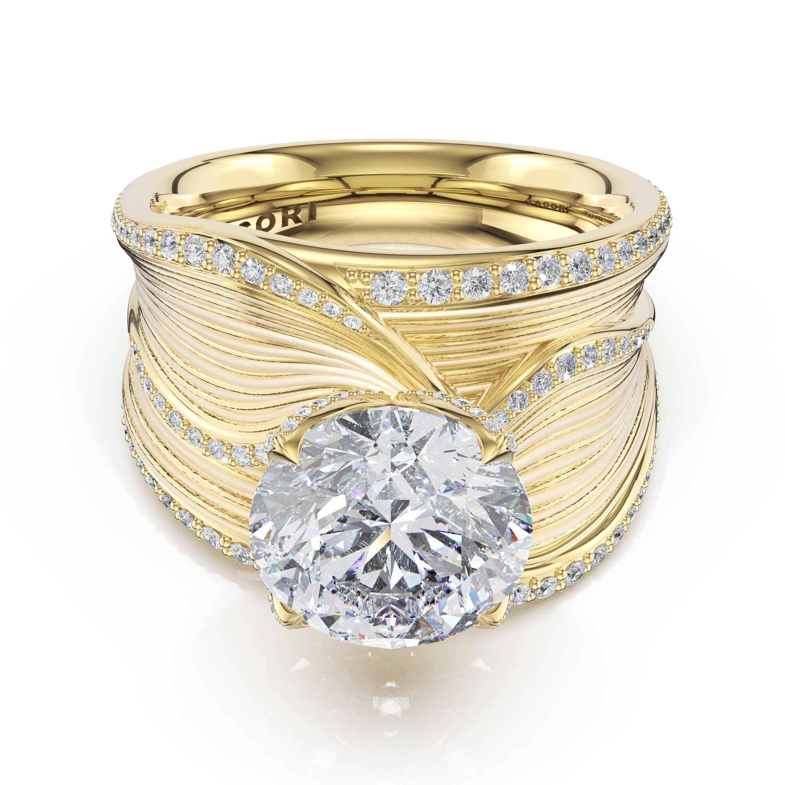 Tacori 448RD dahlia pave engagement ring, side profile