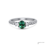 18K White Gold Alexandrite & Diamond Three-Stone Engagement Ring | Gemstone Ring