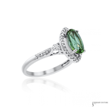 14KT White Gold Green Tourmaline Diamond Ring | In-Store