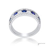 18KT White Gold Blue Sapphire & Diamond Band | Natural Blue Sapphires & Diamonds