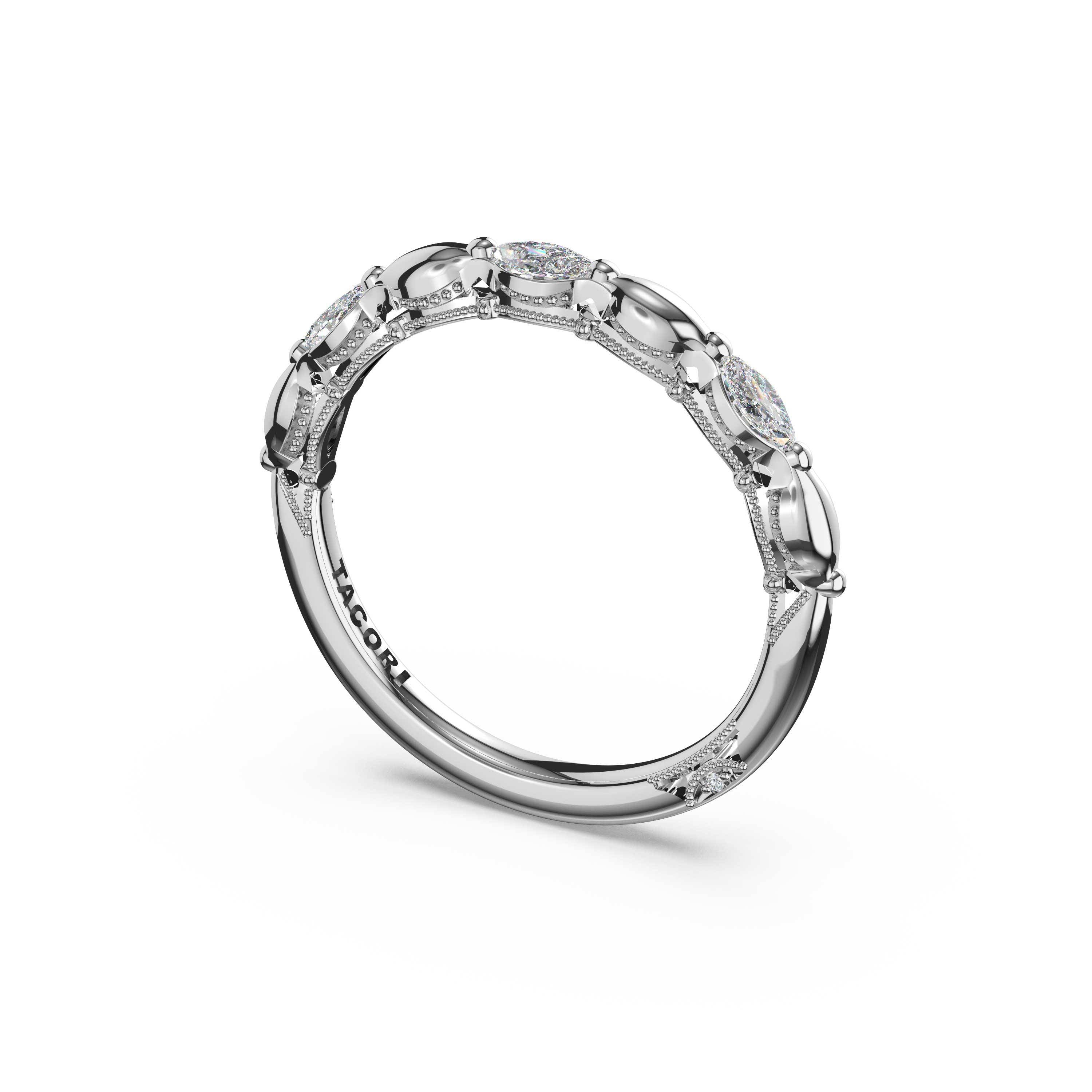 Tacori 464B Marquise Pattern Diamond Band - Platinum, Half Way