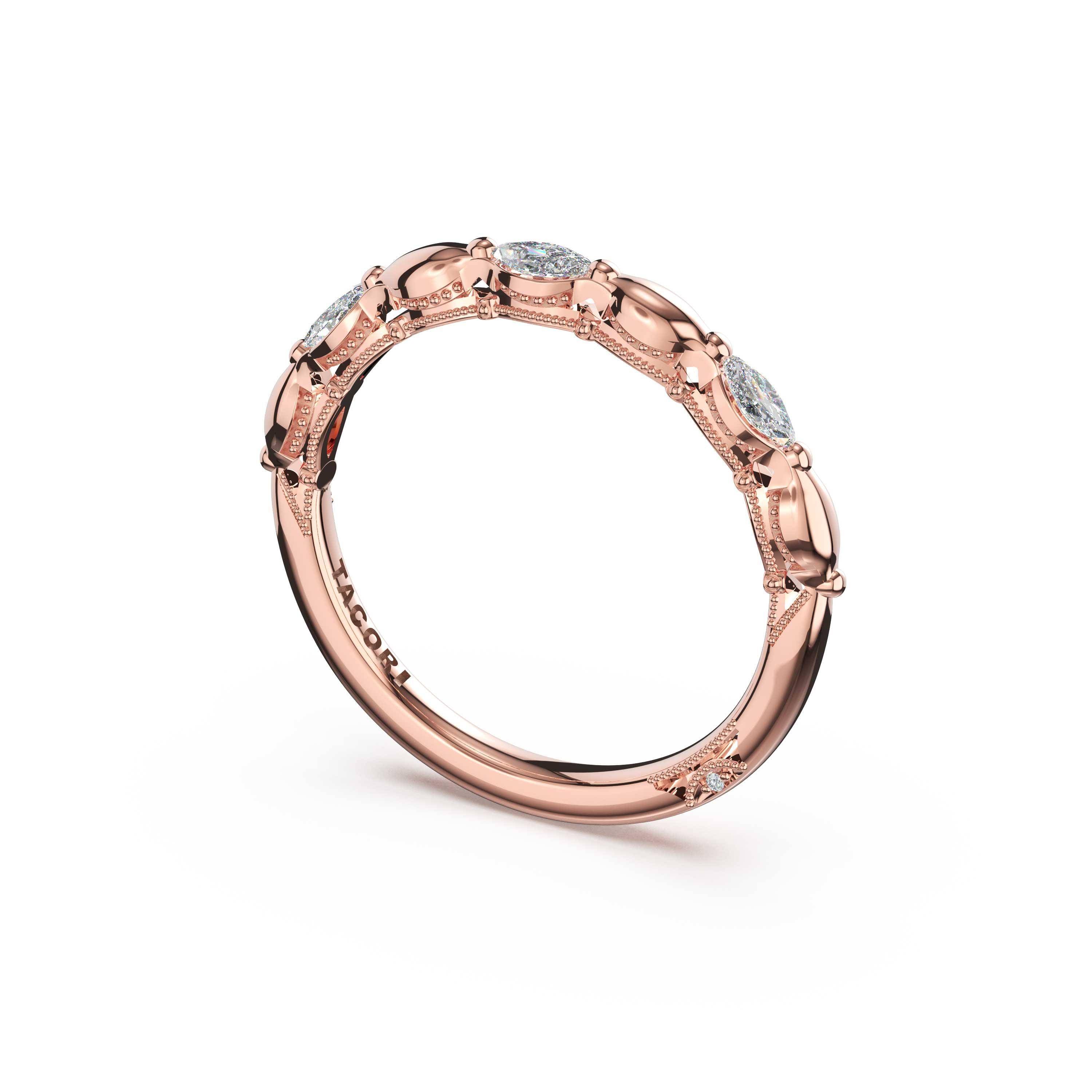 Tacori 464B Marquise Pattern Diamond Band - 14K Rose Gold, Half Way