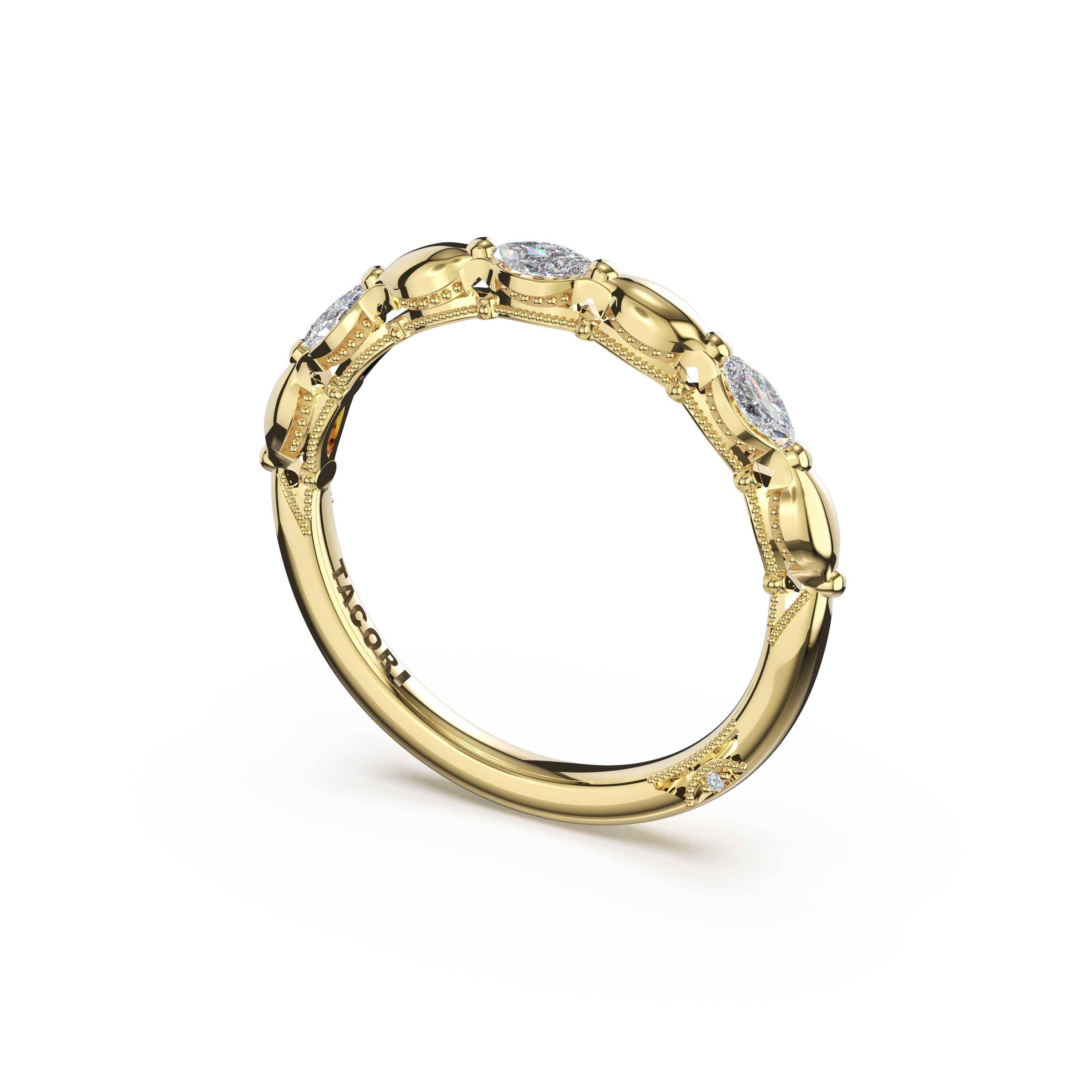 Tacori 464B Marquise Pattern Diamond Band - 18K Yellow Gold, Half Way