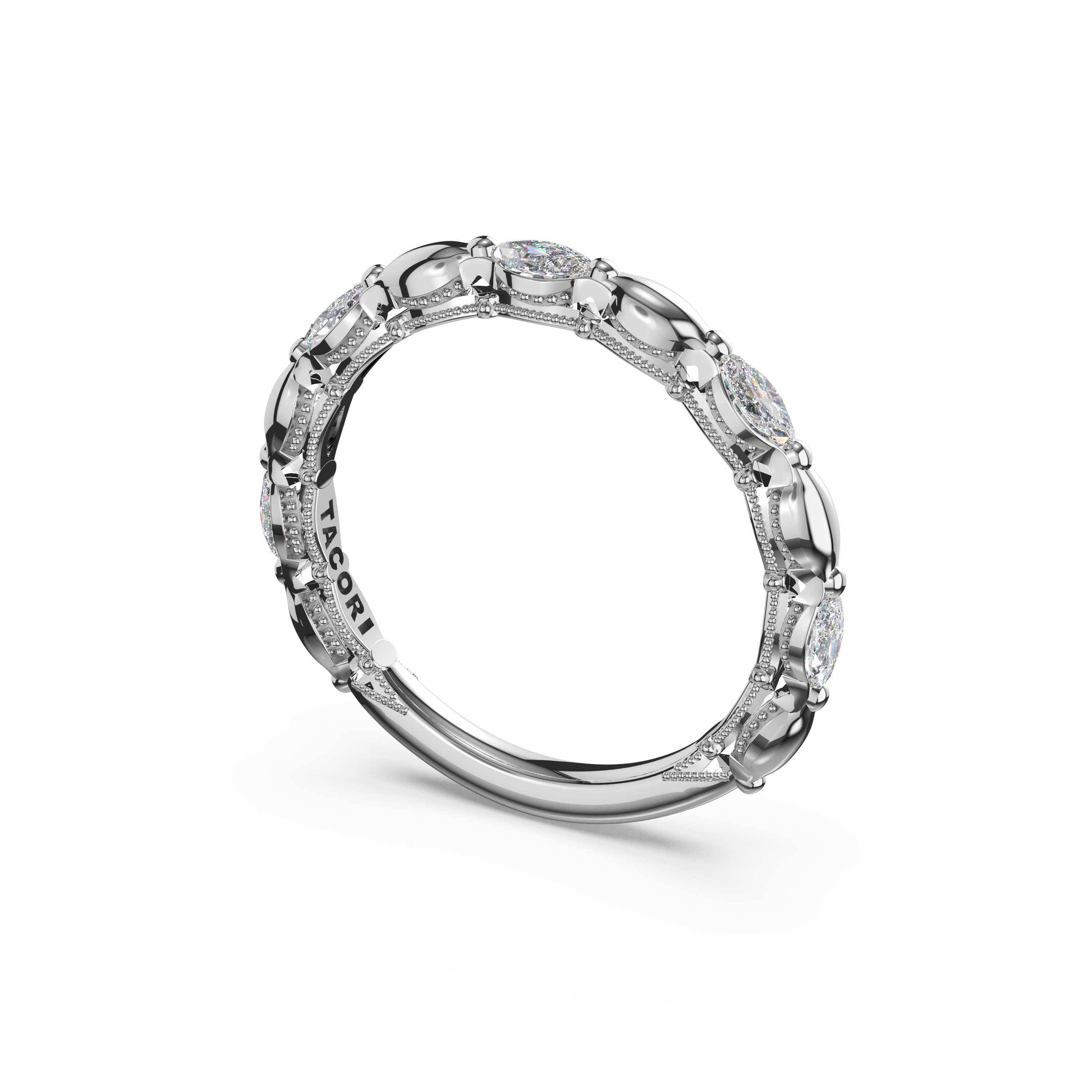 Tacori 464B Marquise Pattern Diamond Band - 14K White Gold, 3/4 Way