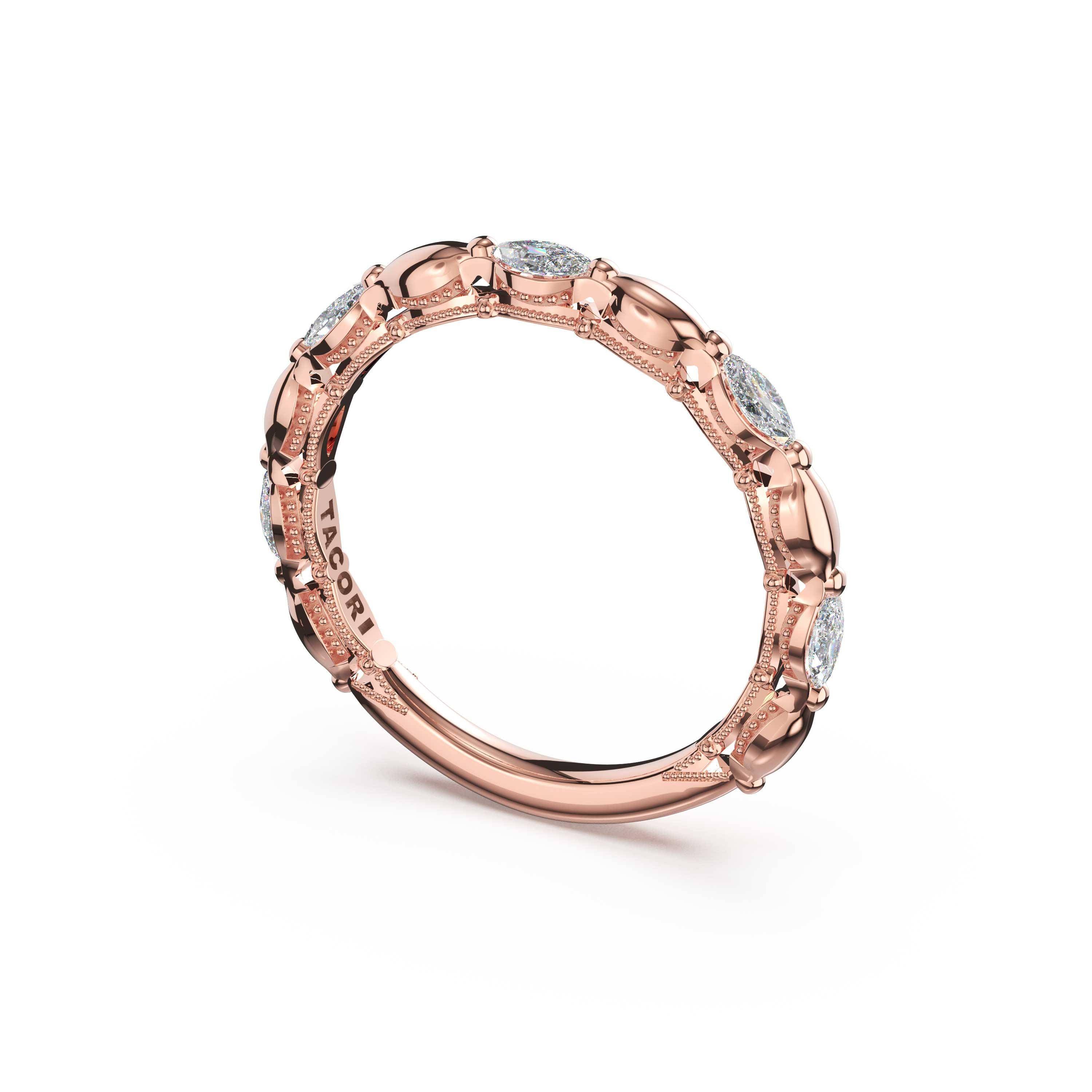 Tacori 464B Marquise Pattern Diamond Band - 18K Rose Gold, 3/4 Way