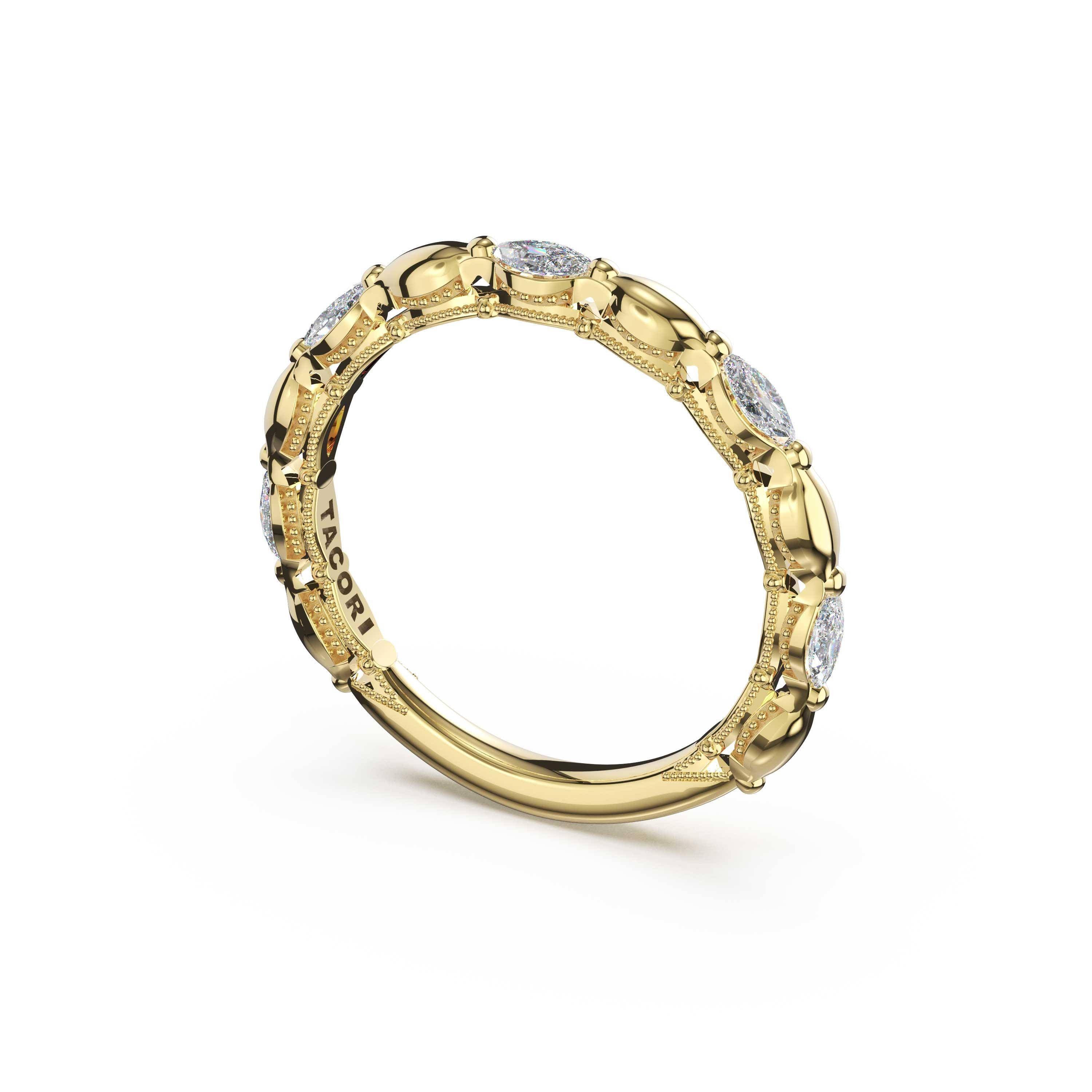 Tacori 464B Marquise Pattern Diamond Band - 14K Yellow Gold, 3/4 Way