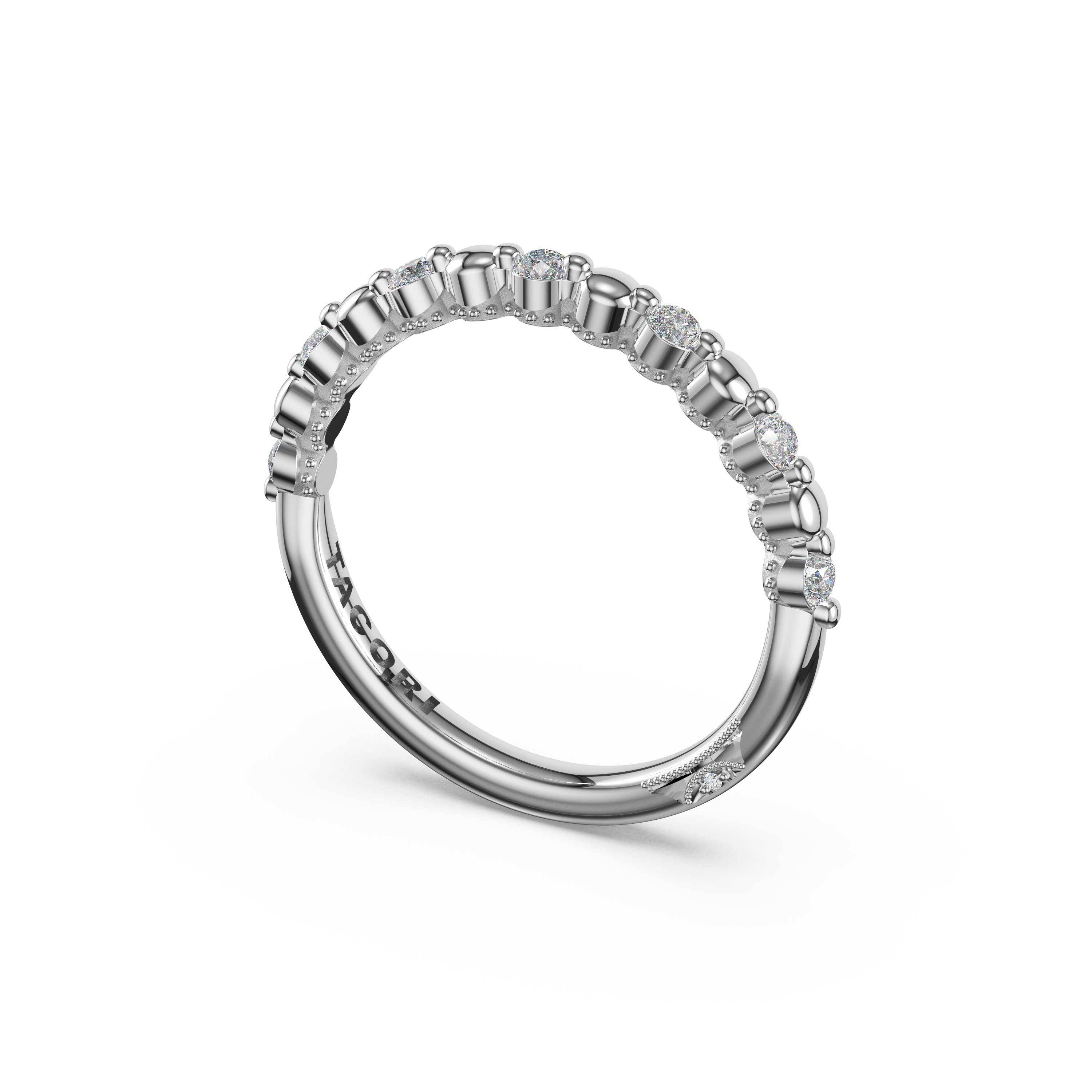 Tacori 465B Round Pattern Diamond Band - 18K White Gold, Half Way