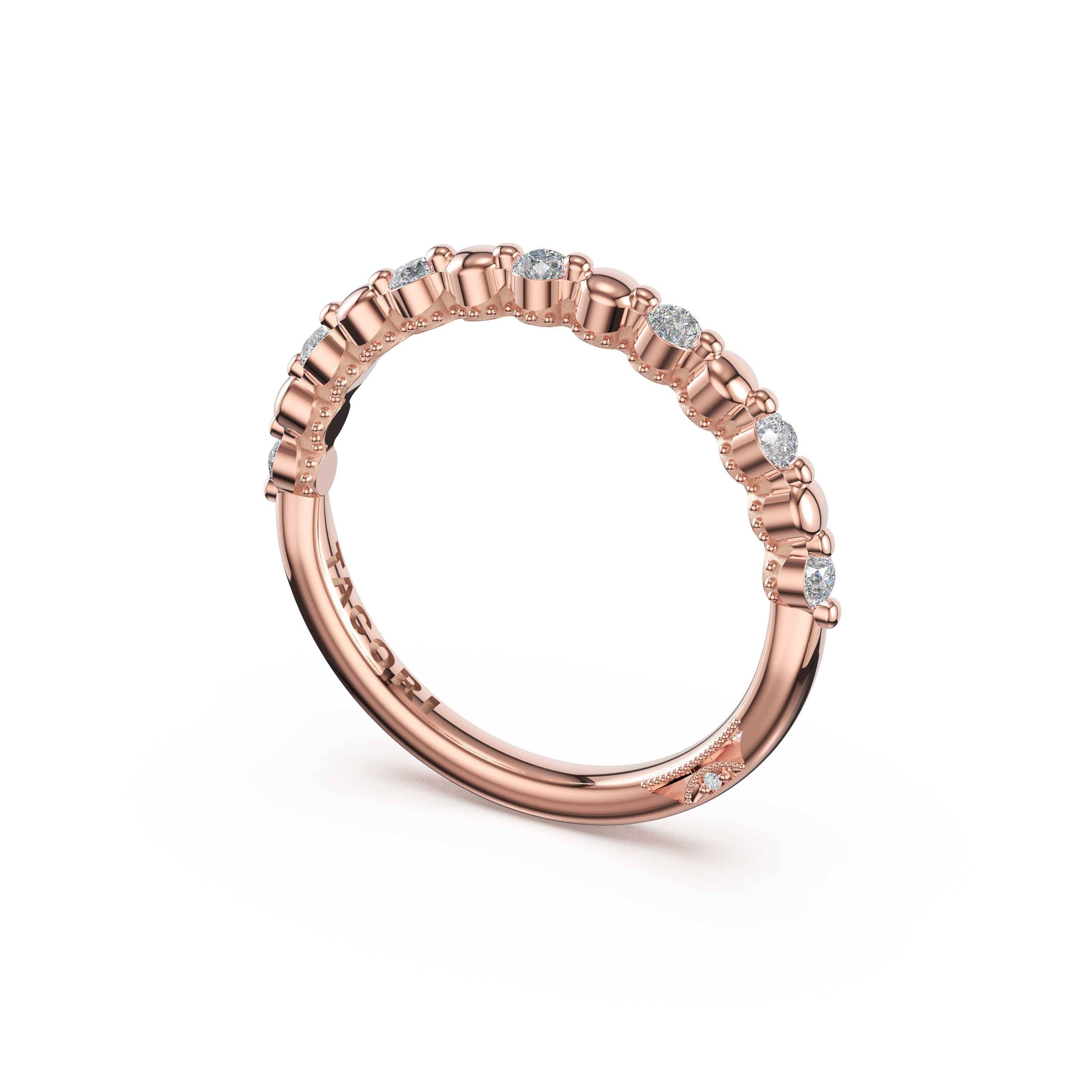 Tacori 465B Round Pattern Diamond Band - 14K Rose Gold, Half Way