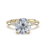 Tacori 466RD Sculpted Crescent Mixed Pattern Round Solitaire Engagement Ring 14K Yellow Gold | In-Store