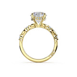 Tacori 466RD Sculpted Crescent Mixed Pattern Round Solitaire Engagement Ring 14K Yellow Gold | In-Store