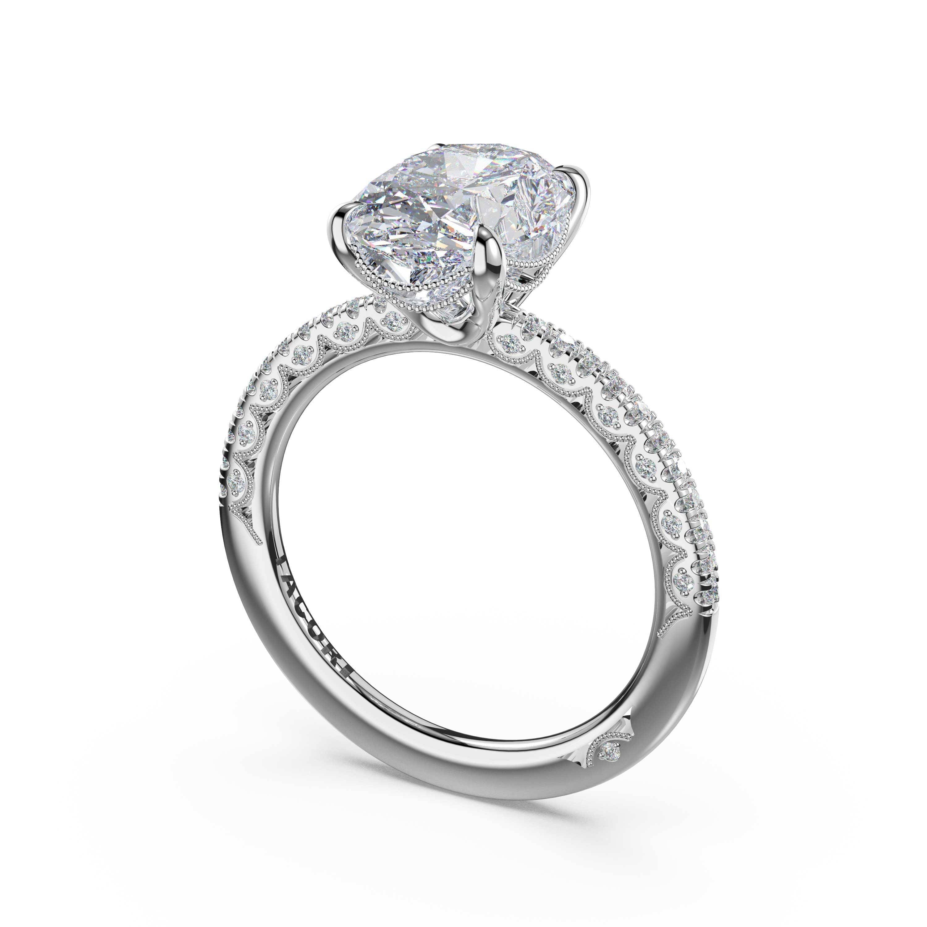 Tacori 468OV half-pave oval solitaire in 18K white gold