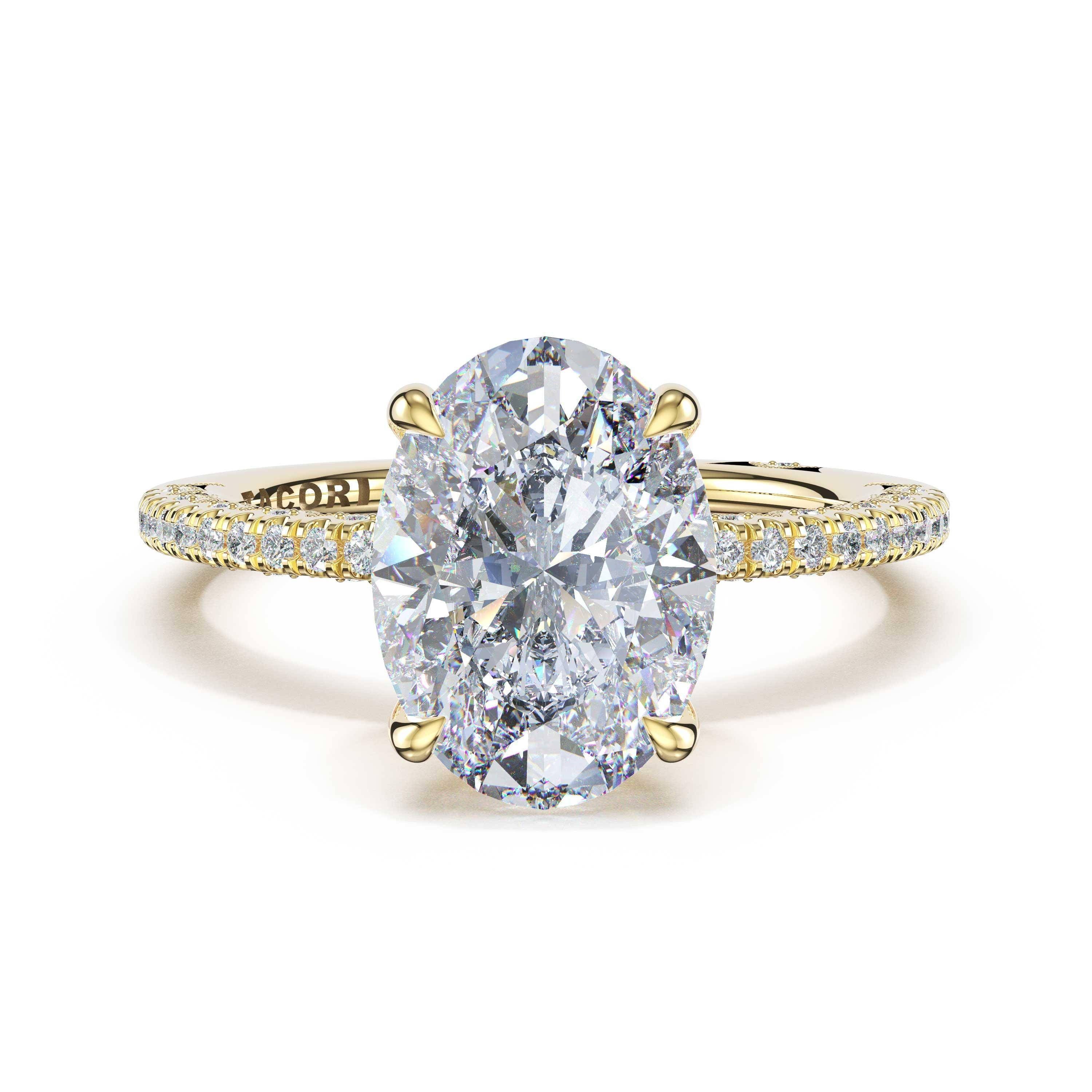 Tacori 468OV half-pave oval solitaire, side profile