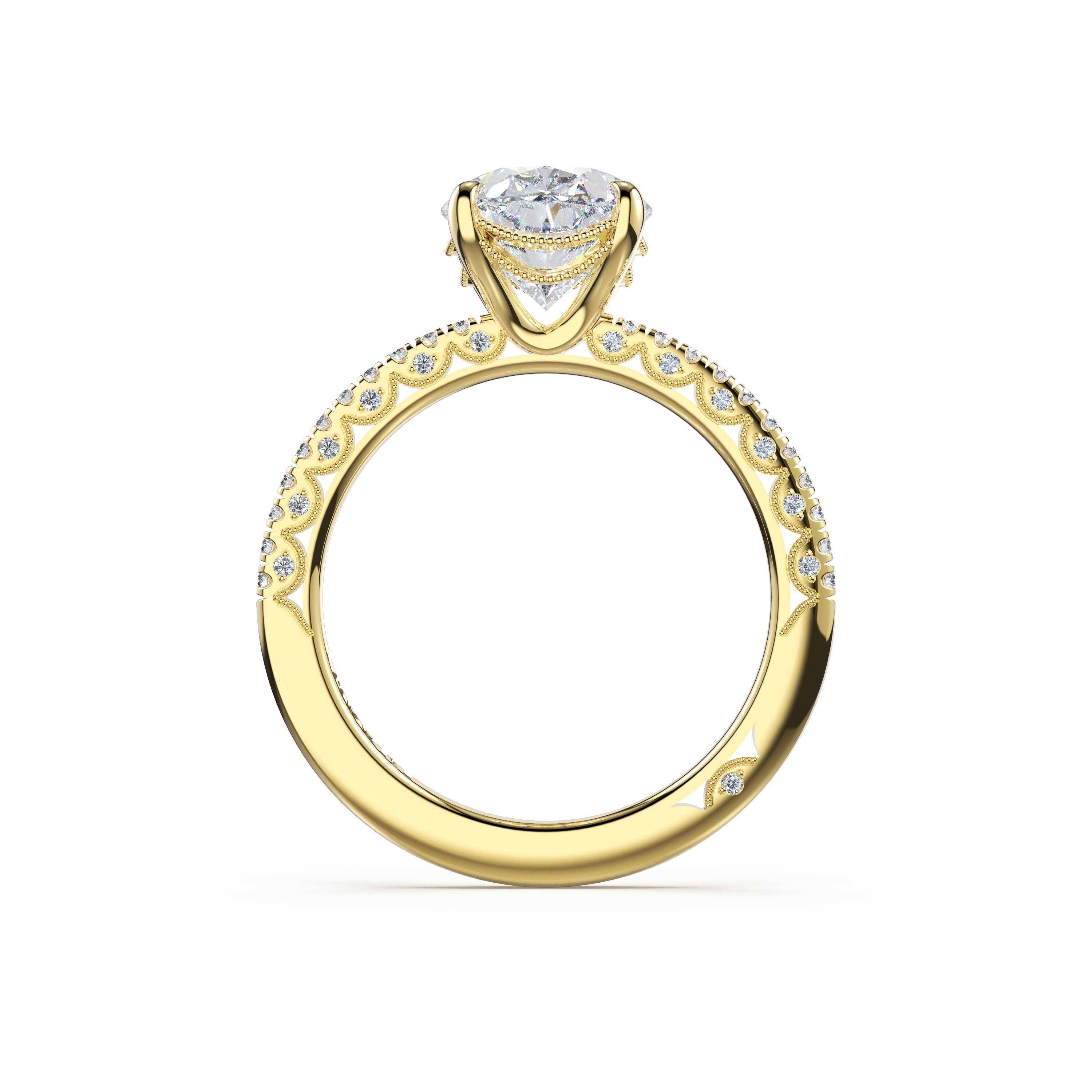Tacori 468OV half-pave oval solitaire, top view
