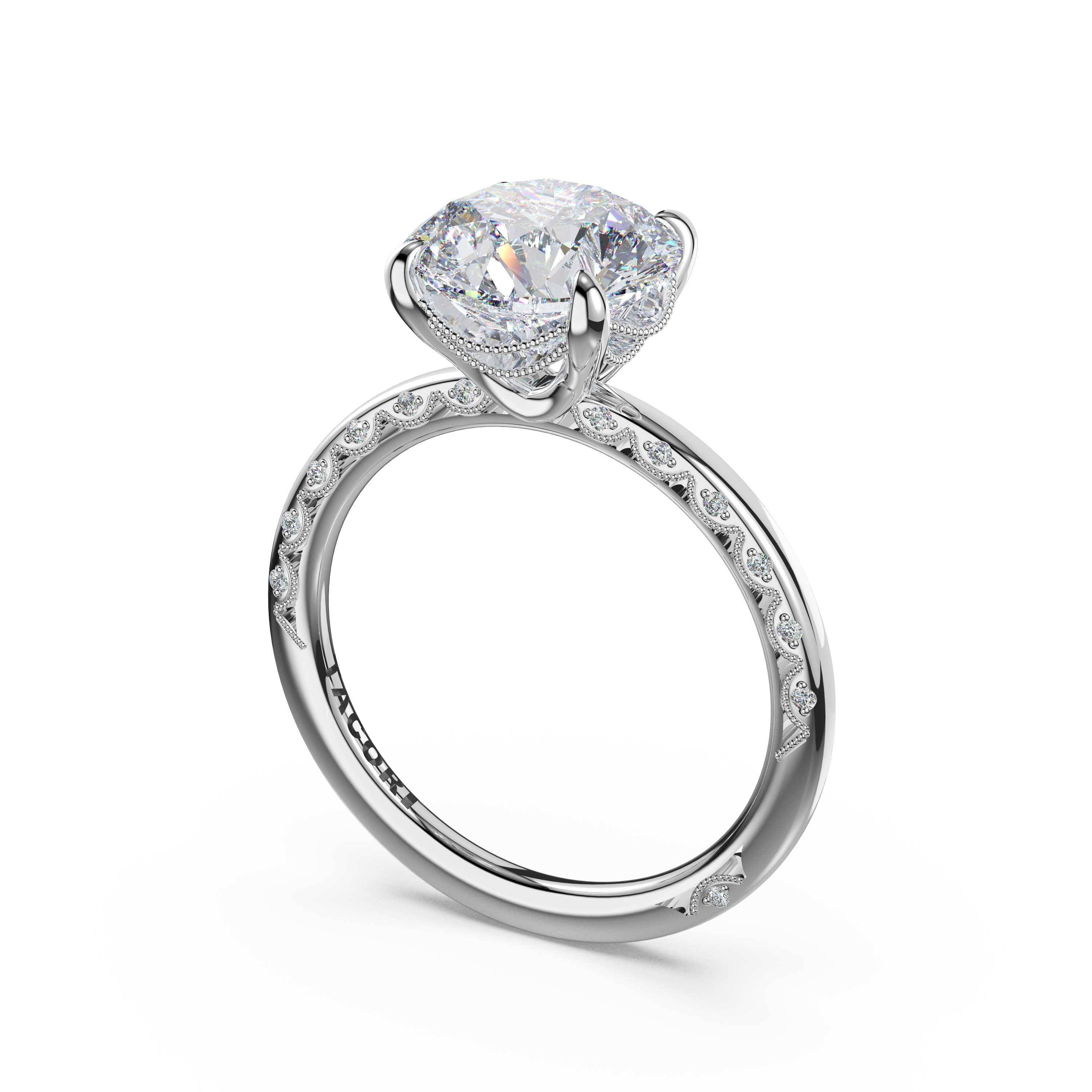 Tacori 469RD high-polish solitaire engagement ring in platinum