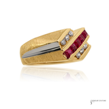 14KT Two-Tone Gold Channel-Set Ruby and Diamond Statement Ring