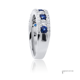 18KT White Gold Blue Sapphire & Diamond Band | Natural Blue Sapphires & Diamonds