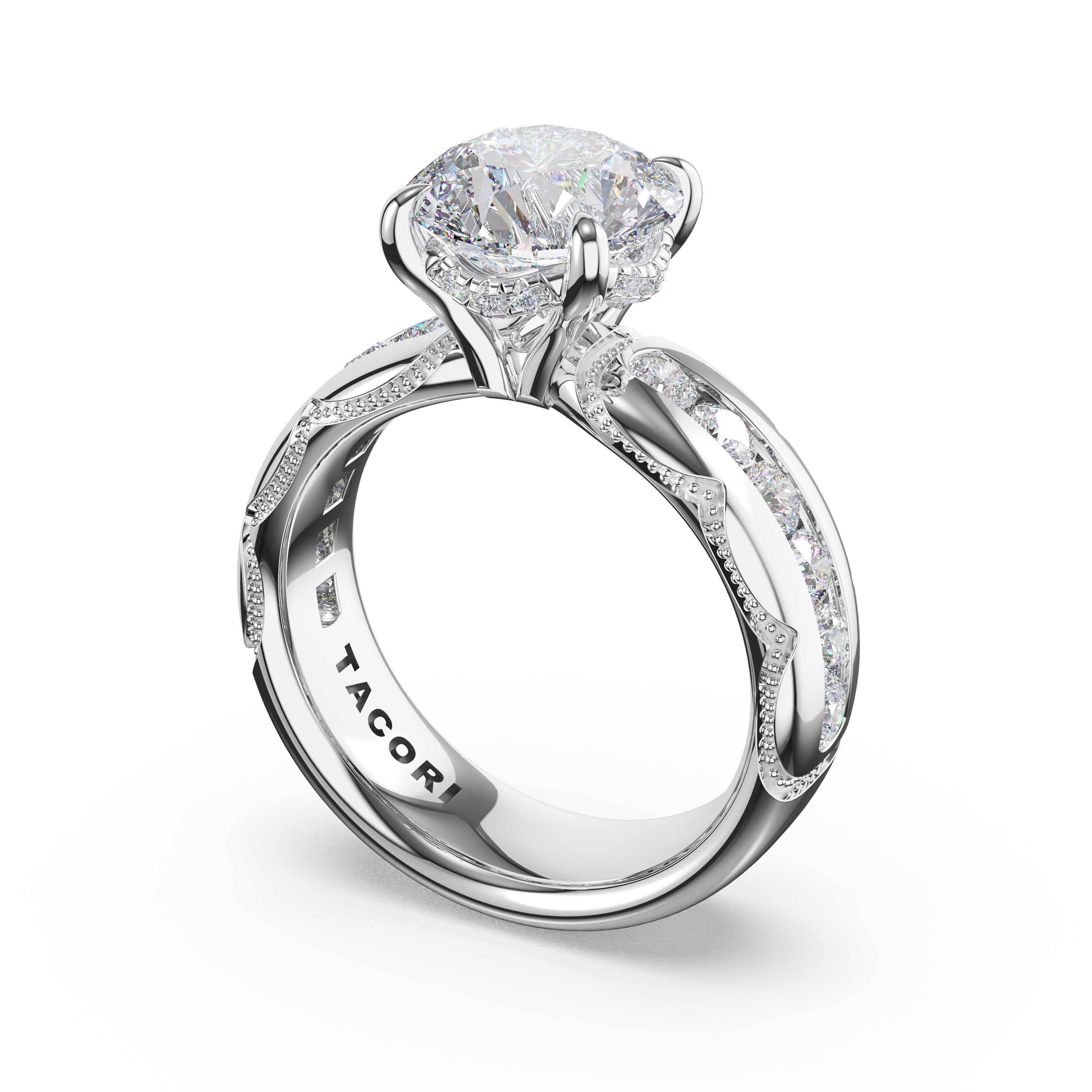 Tacori 471RD channel-set solitaire engagement ring in 14K white gold