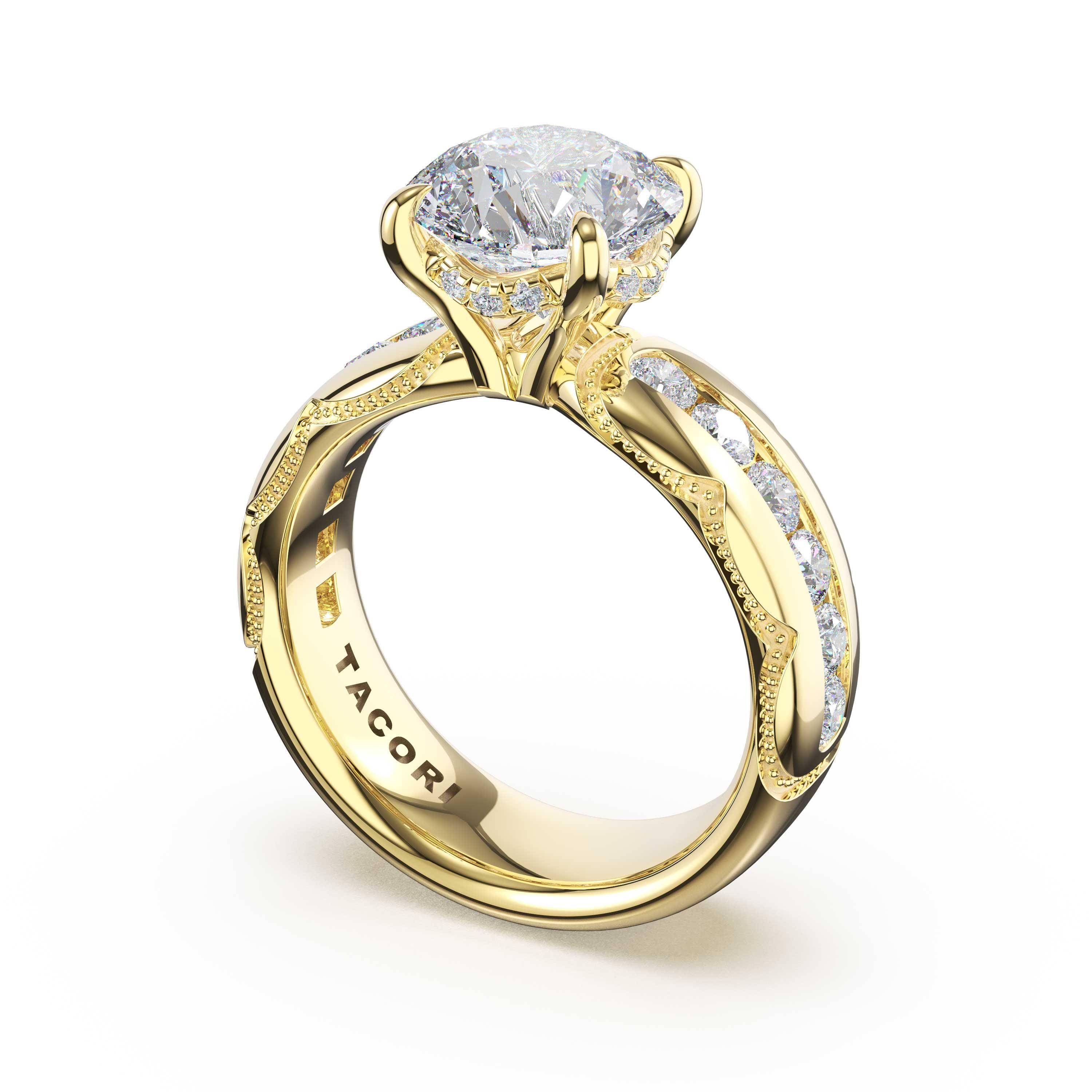 Tacori 471RD Founder's channel-set round solitaire engagement ring in 14K yellow gold