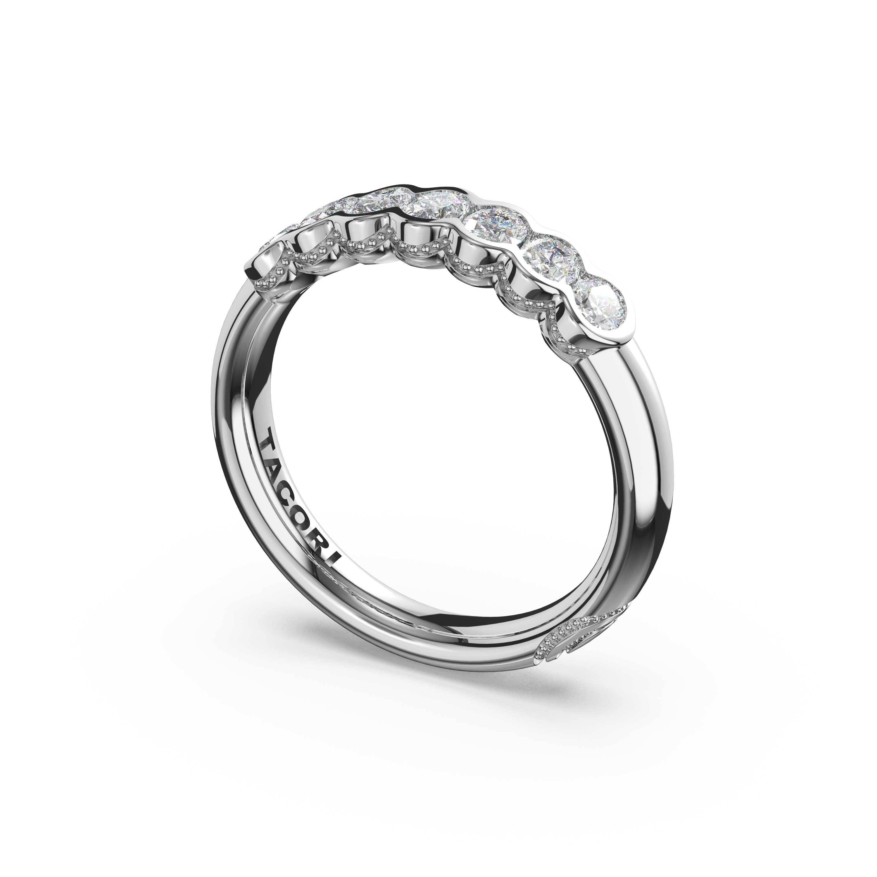 Tacori 475B Oval Diamond Semi-Bezel Eternity Band - Platinum, 1/4 Way