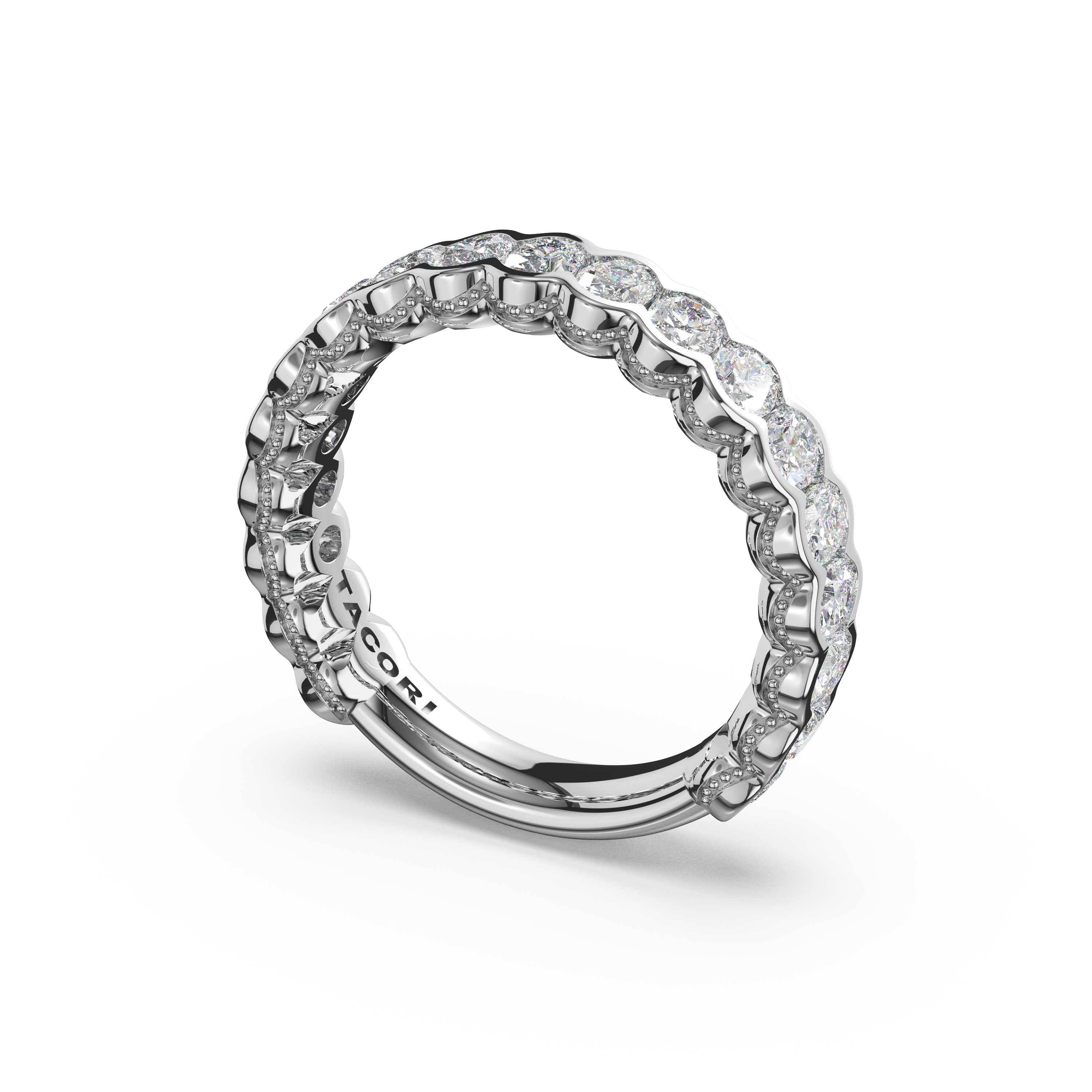 Tacori 475B Oval Diamond Semi-Bezel Eternity Band - 18K White Gold, 3/4 Way