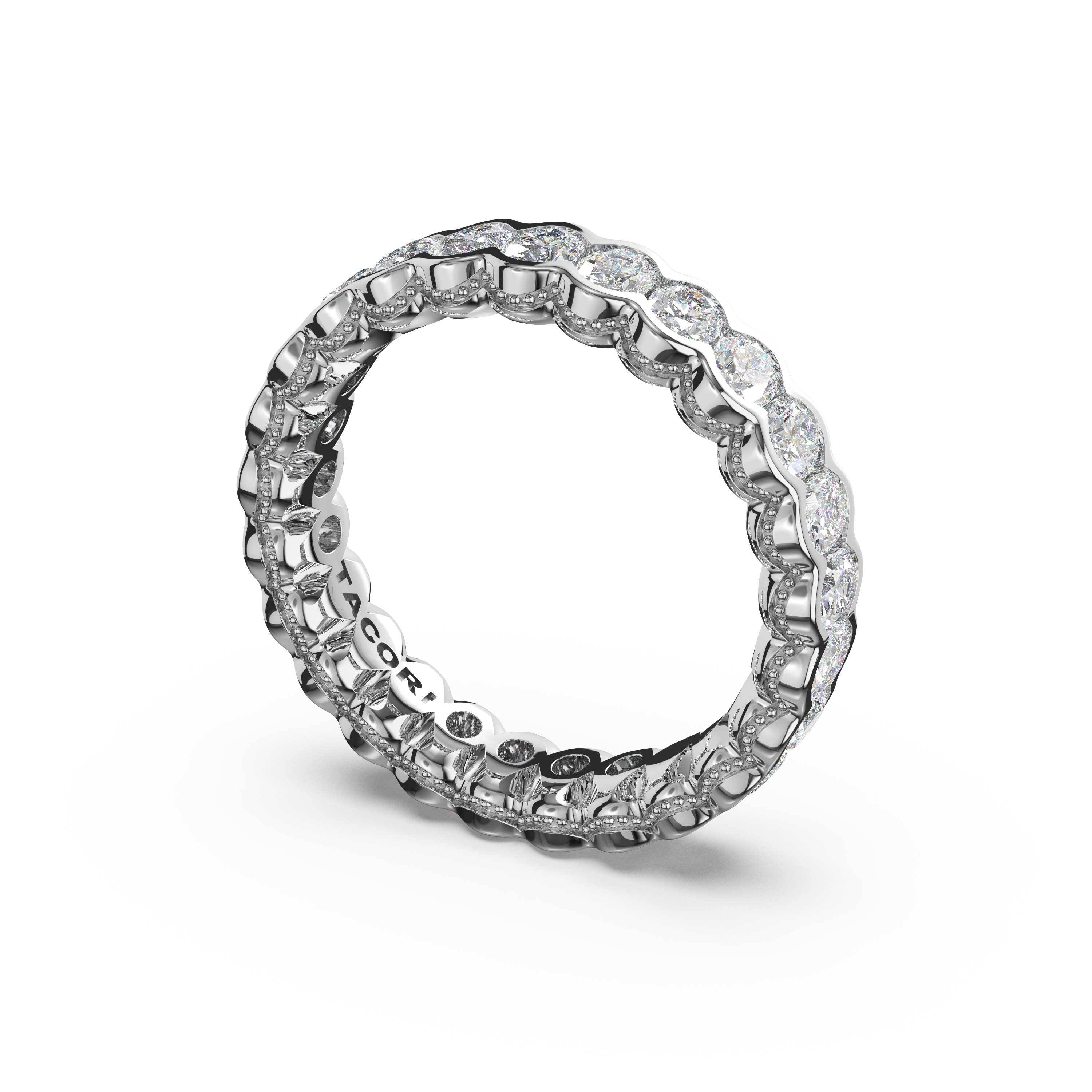 Tacori 475B Oval Diamond Semi-Bezel Eternity Band - 14K White Gold, Full Eternity