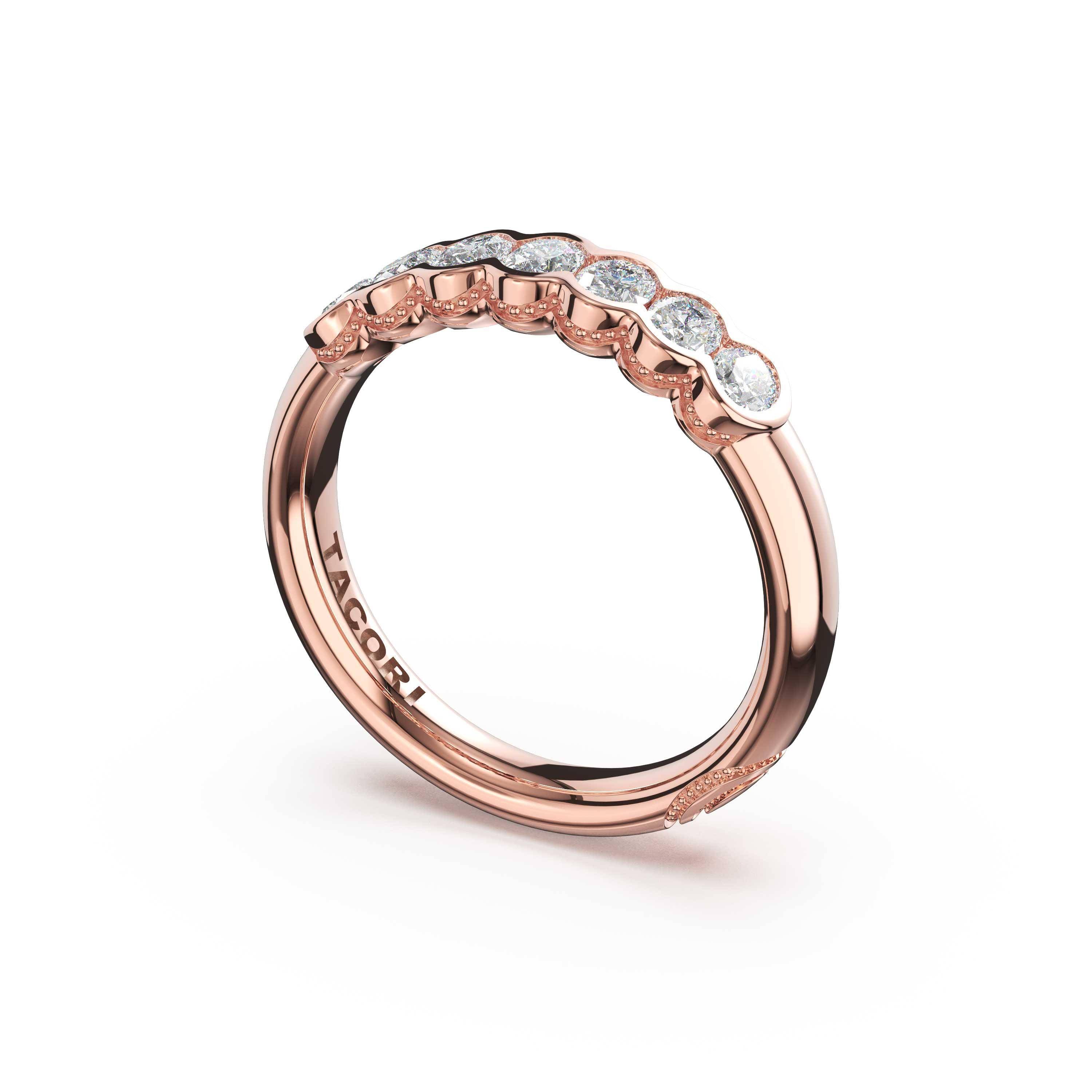Tacori 475B Oval Diamond Semi-Bezel Eternity Band - 18K Rose Gold, 1/4 Way