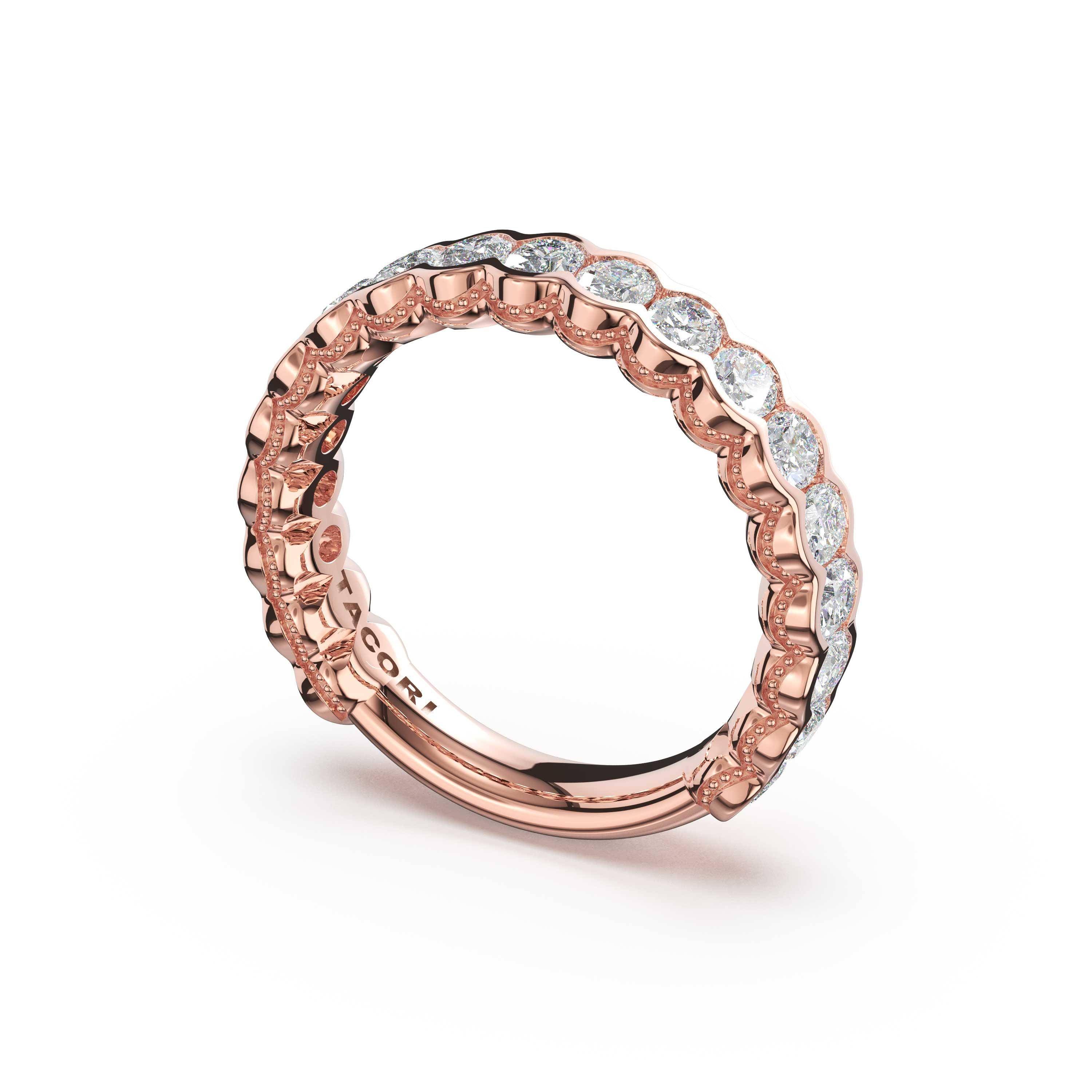 Tacori 475B Oval Diamond Semi-Bezel Eternity Band - 14K Rose Gold, 3/4 Way