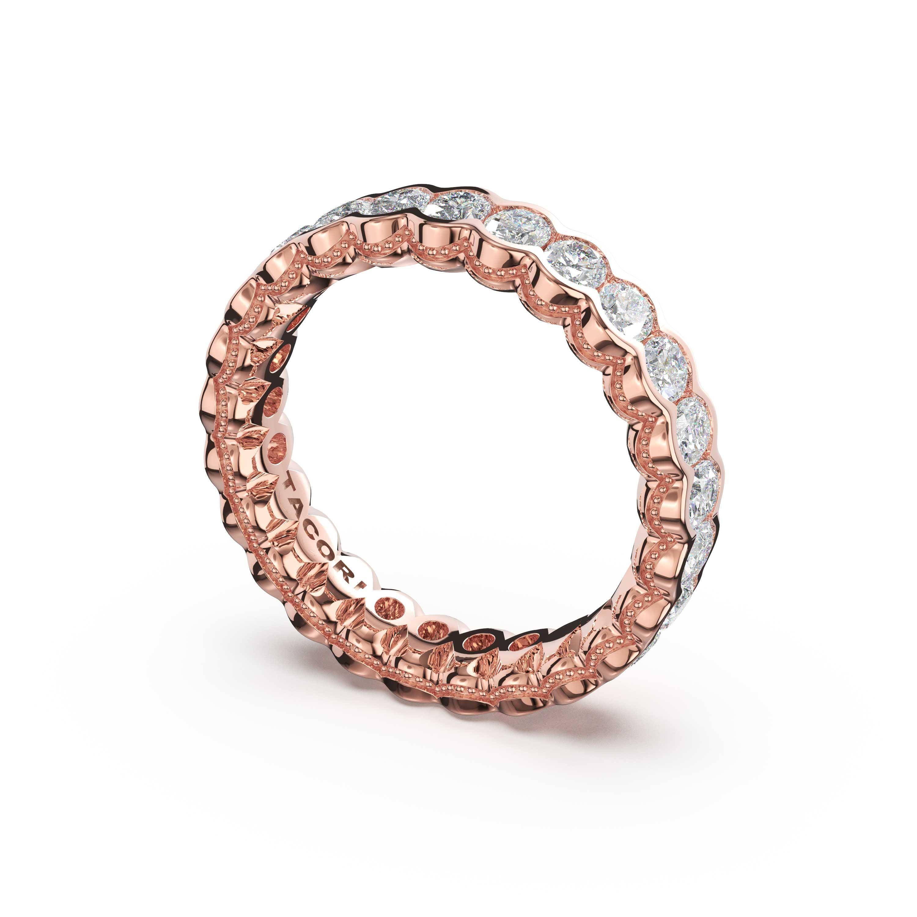 Tacori 475B Oval Diamond Semi-Bezel Eternity Band - 14K Rose Gold, Full Eternity