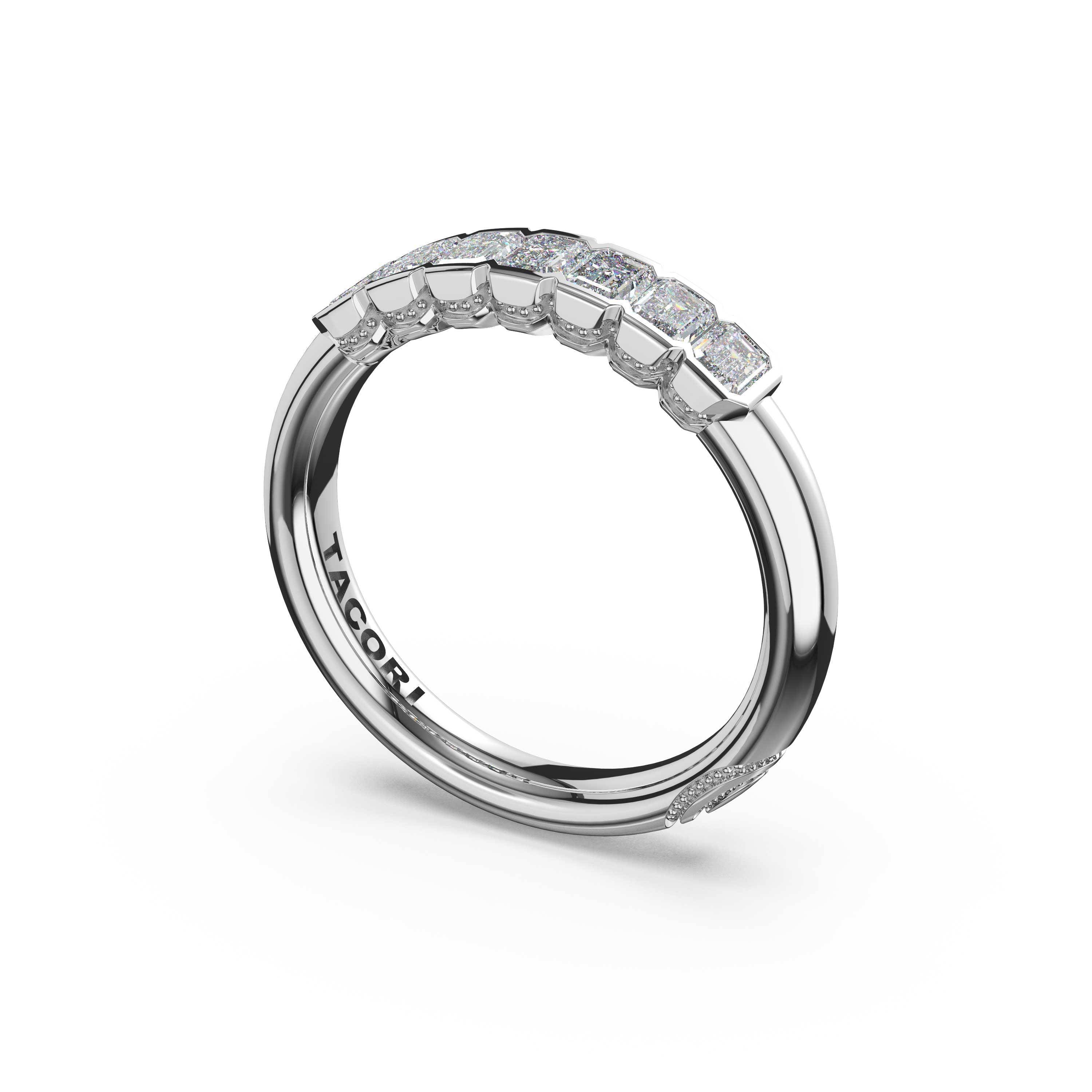 Tacori 476B Emerald Cut Diamond Semi-Bezel Band - 18K White Gold, 1/4 Way