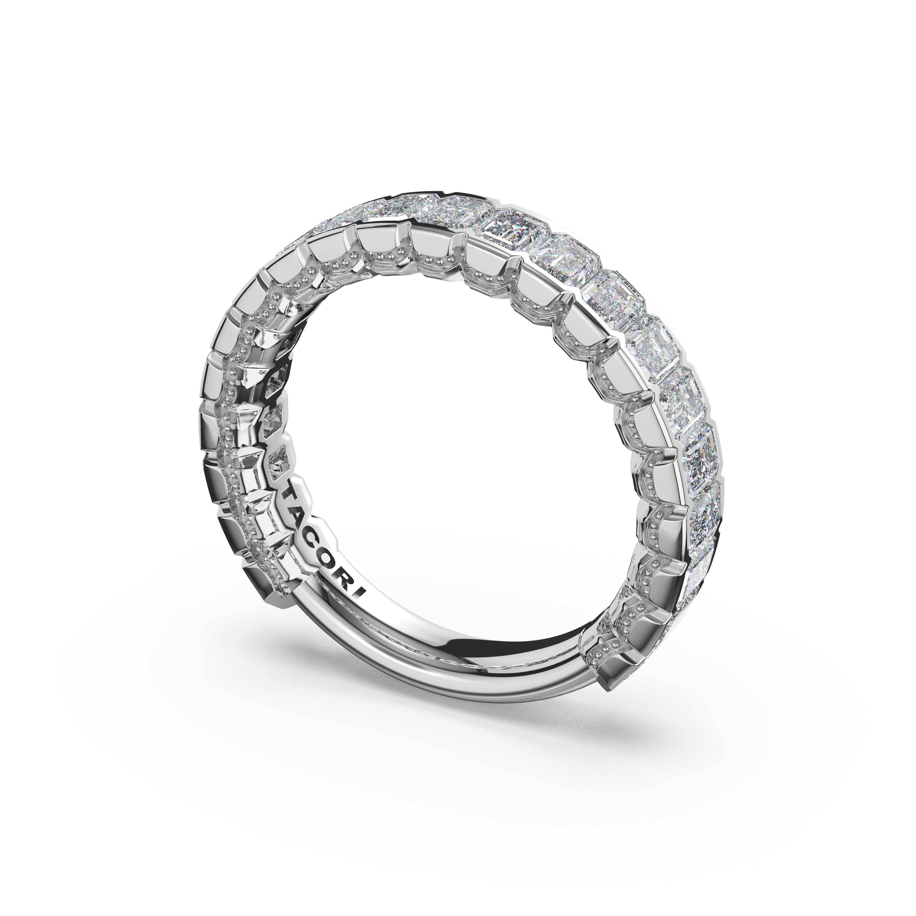Tacori 476B Emerald Cut Diamond Semi-Bezel Band - 14K White Gold, 3/4 Way