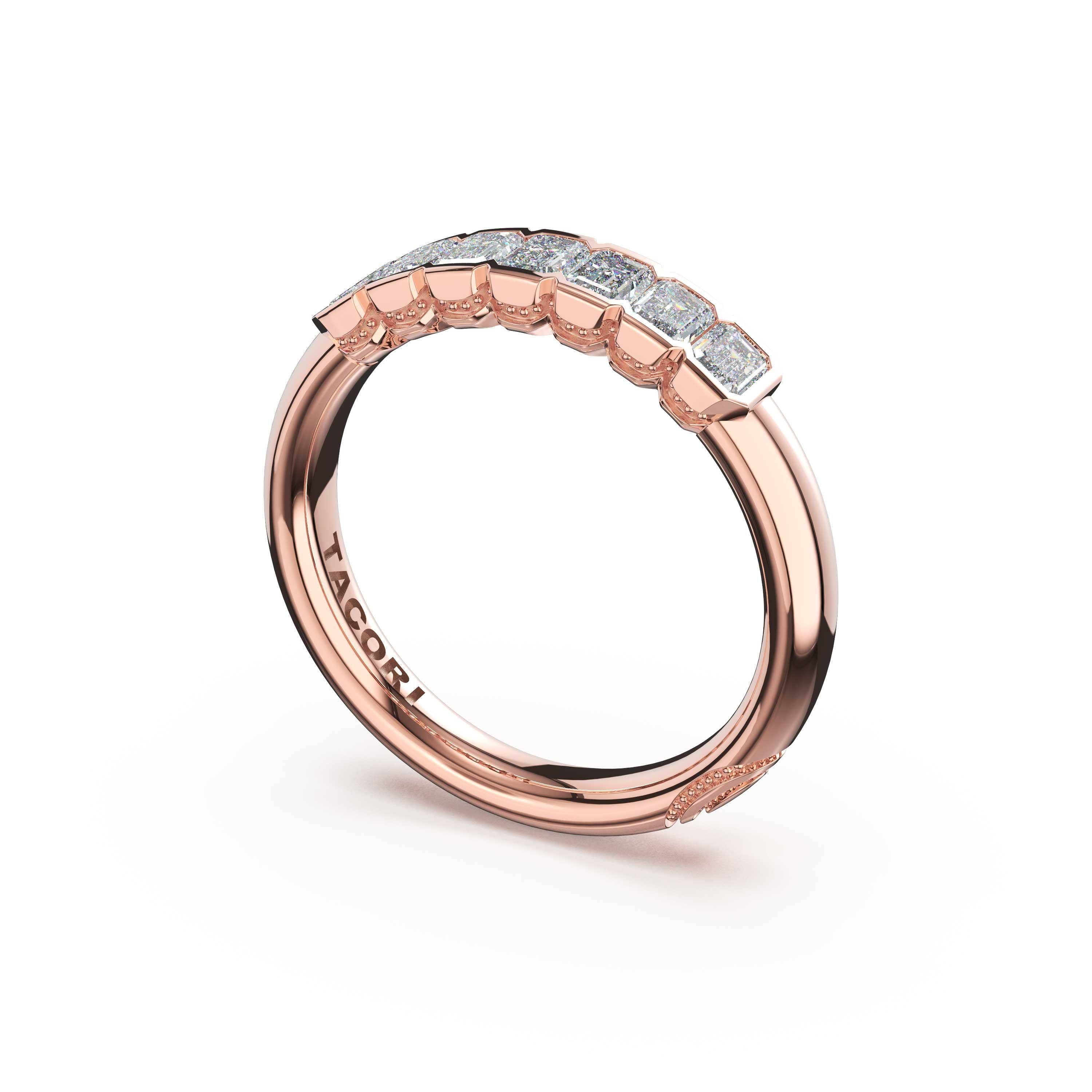 Tacori 476B Emerald Cut Diamond Semi-Bezel Band - 14K Rose Gold, 1/4 Way