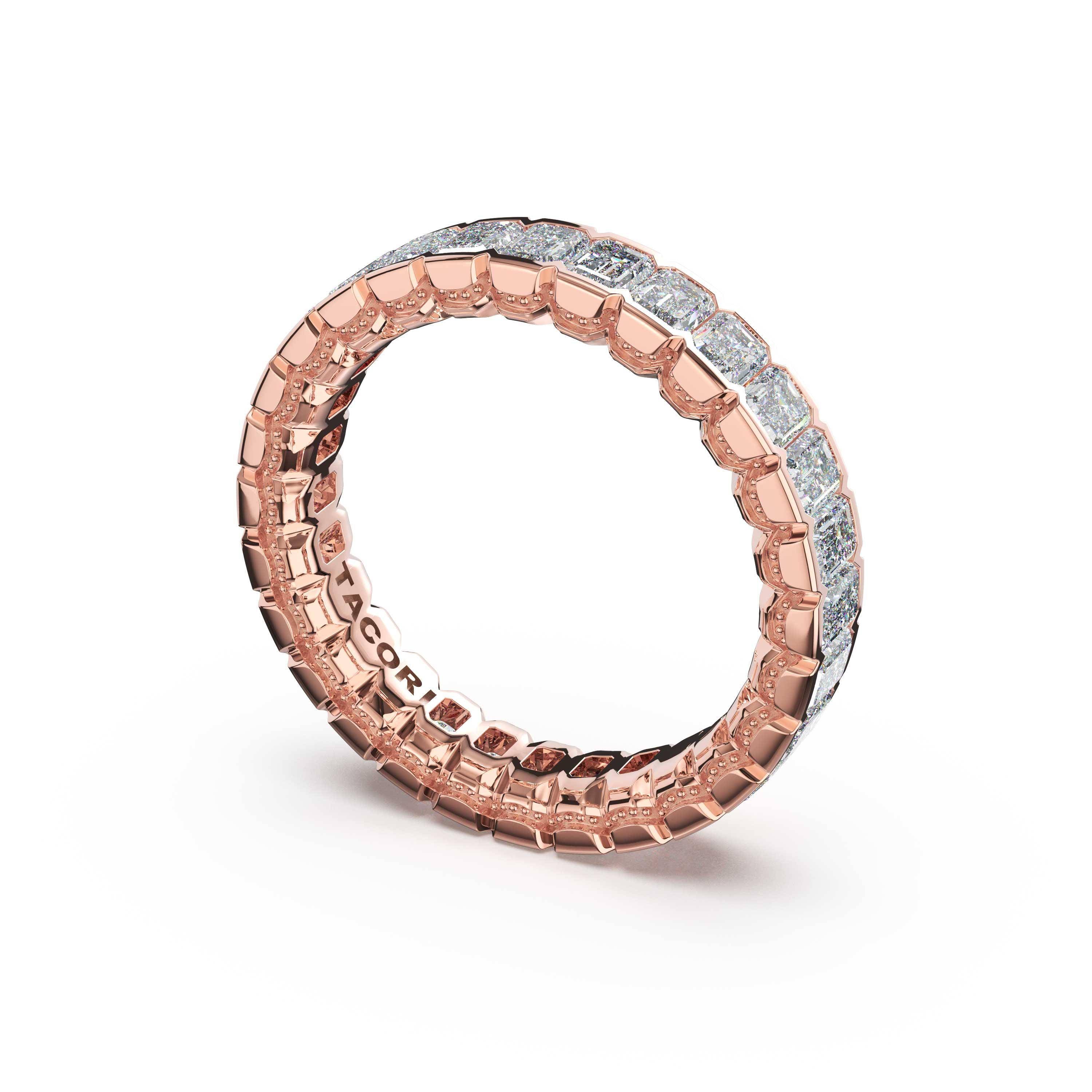 Tacori 476B Emerald Cut Diamond Semi-Bezel Band - 14K Rose Gold, Full Eternity