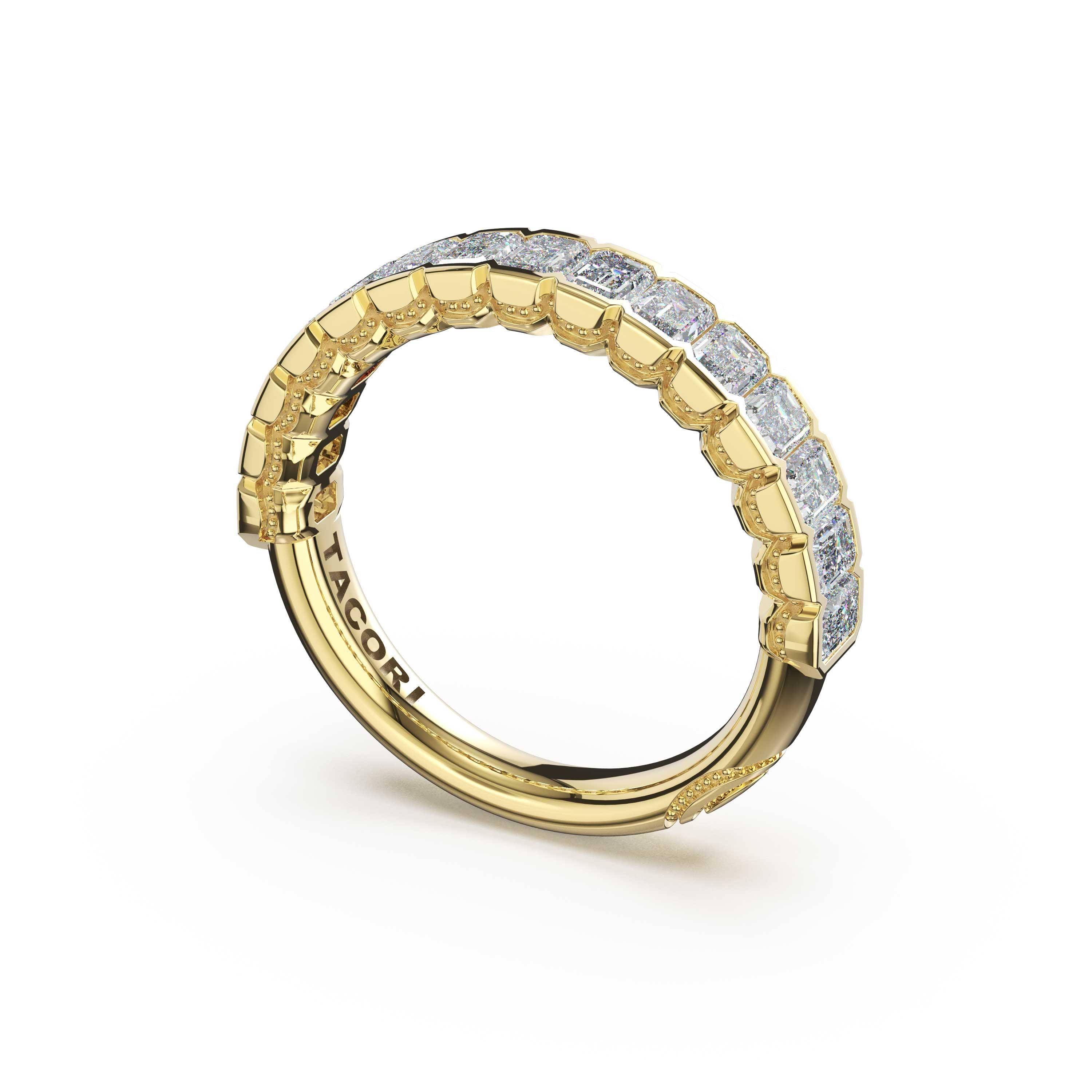 Tacori 476B Emerald Cut Diamond Semi-Bezel Band - 18K Yellow Gold, Half Way
