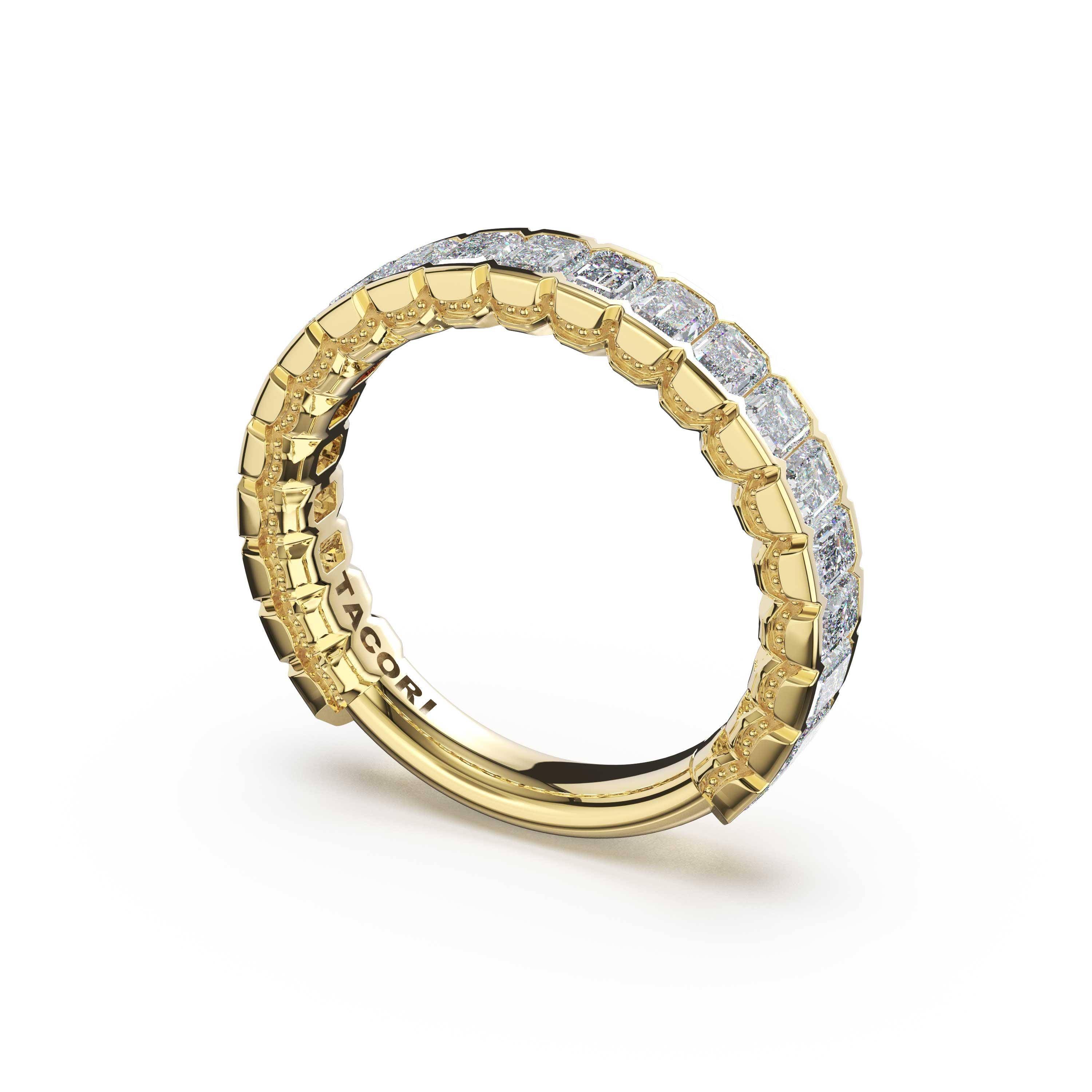 Tacori 476B Emerald Cut Diamond Semi-Bezel Band - 18K Yellow Gold, 3/4 Way